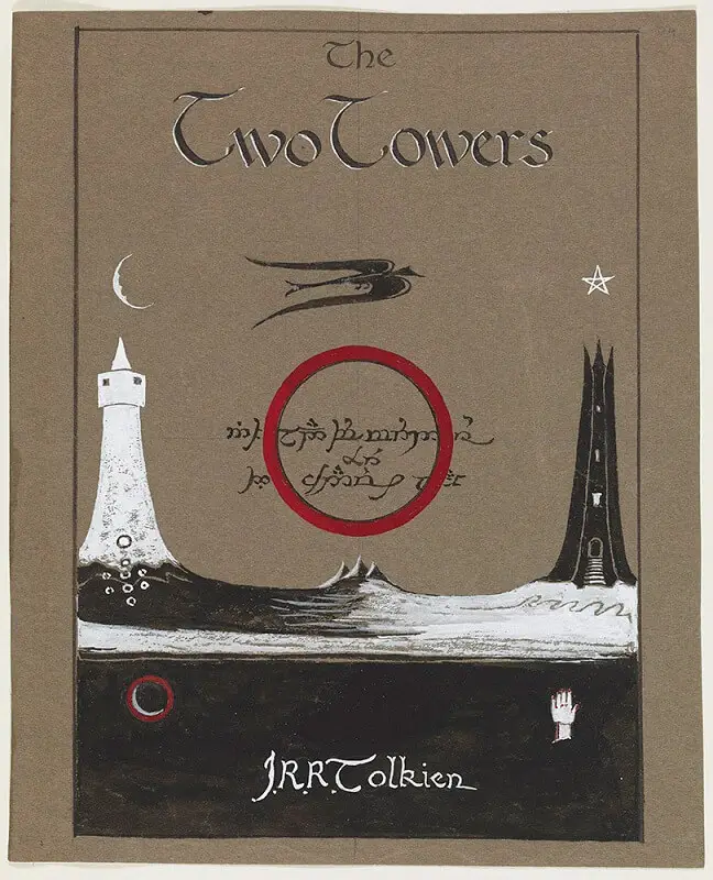جلد کتاب دو برج با طراحی تالکین