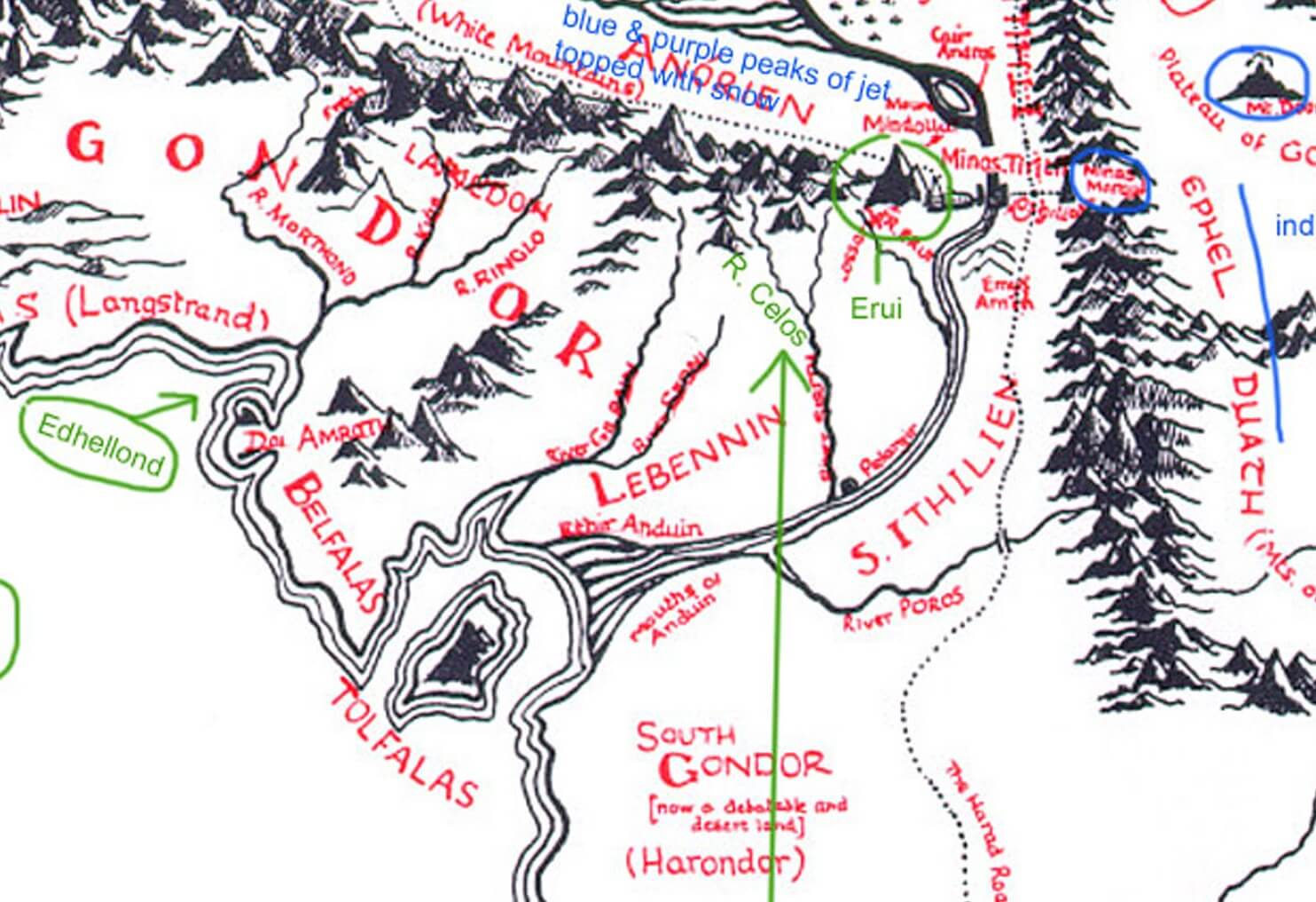 Map annotated by Tolkien found in Pauline Baynes's copy of The