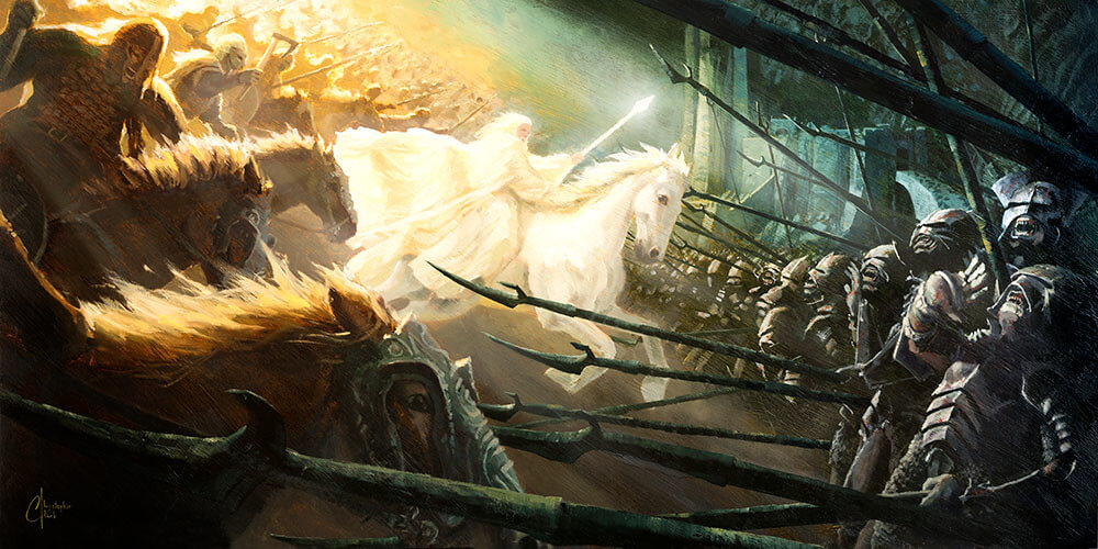 Gandalf's Charge at Helm's Deep by Christopher Clark