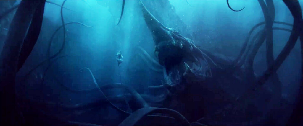 میریل در زیر آب در کنار هیولایی دریایی در تیزر تریلر فصل دوم سریال ارباب حلقه‌ها