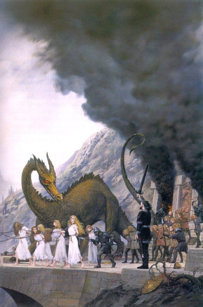 Finduilas is Led Past Turin at Nargothrond by Ted Nasmith