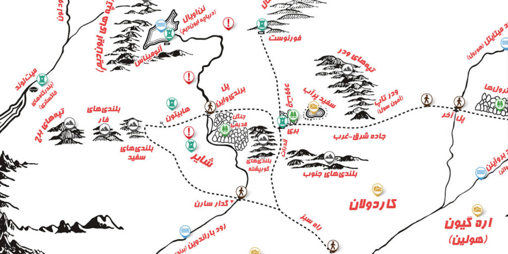 نقشه سرزمین میانه از میت‌لوند تا اره‌گیون در دوران سوم